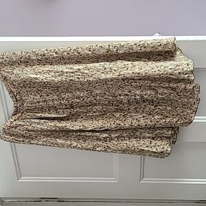 Elegant Beige Patterned Women's Silk Skirt